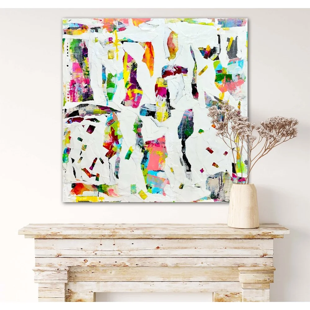 Stream Of Consciousness Original Abstract Mixed Media Collage Art